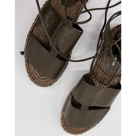 Treasure & Bond Womens 5.5 M Bradd Green Leather Ankle Wrap Espadrille Sandals - Picture 4 of 9